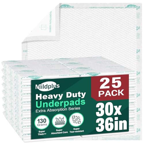 MILDPLUS Heavy Duty Underpads 30X36 25 Count Ultra Absorbent Chucks Pads 130 Grams Disposable Bed Pads with Strength Cloth Backing Incontinence Pads for Adults Kids or Pets - Image 2
