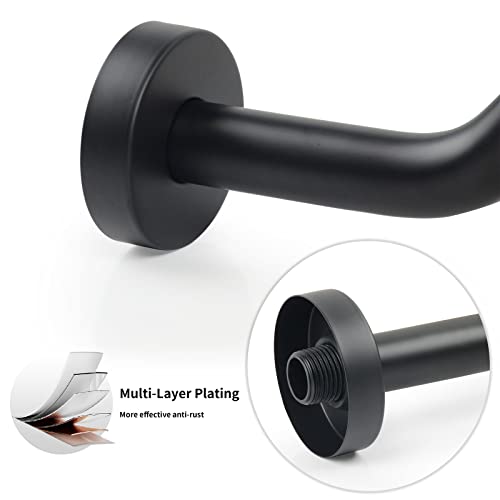 KAPHOME S Shape Shower Arm with Flange,High Rise Shower Head Extension Arm,Stainless Steel 15.5 Inch Shower Arm Extension,Matte Black,9Z3MK - Image 3