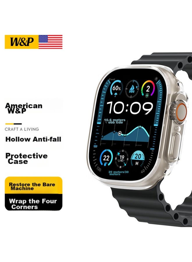 WP W&p Compatible Apple Watch Protective Case, Apple Iwatch S10 Protective Cover Ultra2/1 Shockproof Crystal Clear Hollow Case, Transparent Color, 49mm - Image 1