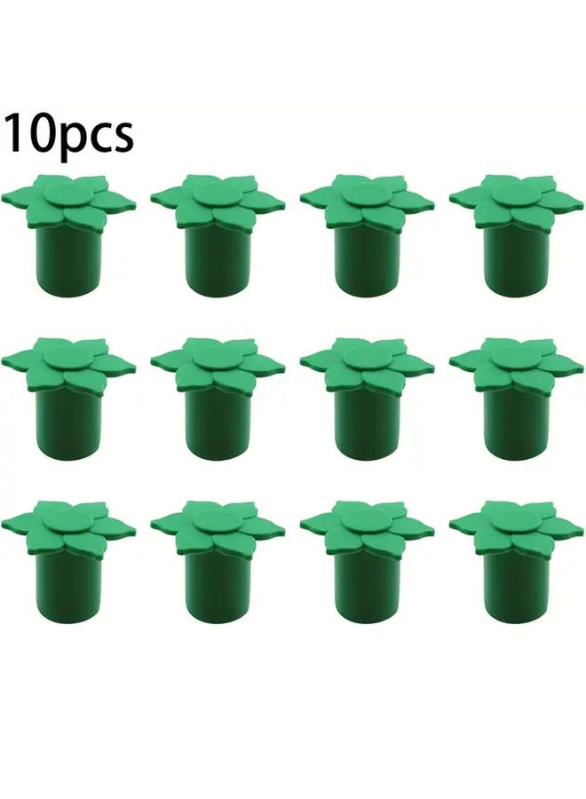 10 Pcs Green Plastic Mushroom Rebar Safety Caps Screw On For Garden Canes Stakes - Image 1