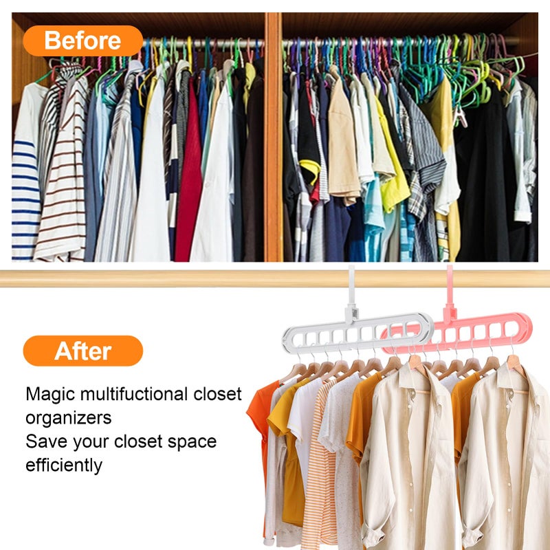 HEYHOUSE Closet Organizers and Storage, Multifunctional Organization and Storage Home Essentials Magic Space Saving Hangers with 9 Holes for Wardrobe Closet Heavy Clothes - Image 4