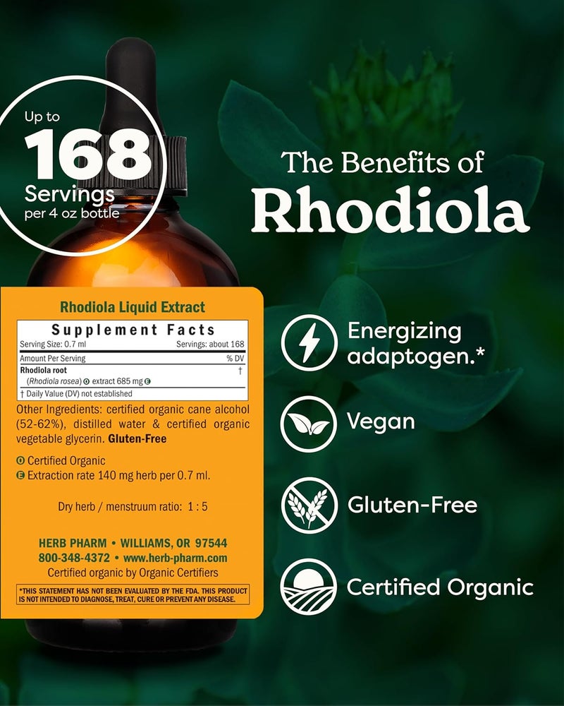 Herb Pharm Rhodiola Extract - 4 oz Liquid Herbal Supplement for Energy and Vitality - Image 3