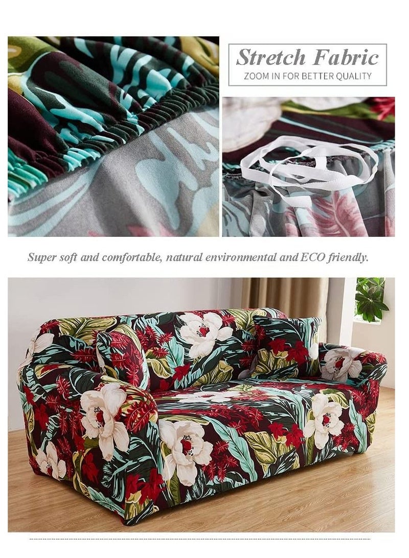 HAPPY MOOD Sofa Slipcover Armchair Couch Cover With Elastic Straps Furniture Protector Washable Anti Skid Stretch Home Decor (2 Seater) Pillows Not Included - Image 2