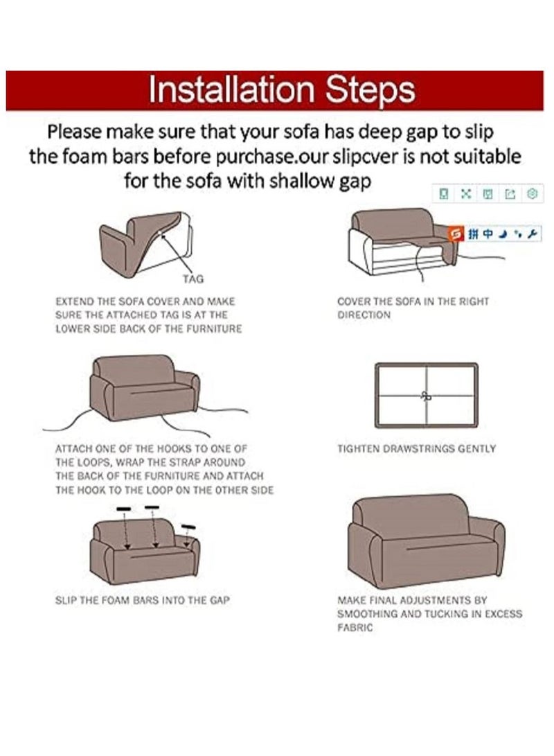 HAPPY MOOD Sofa Slipcover Armchair Couch Cover With Elastic Straps Furniture Protector Washable Anti Skid Stretch Home Decor (2 Seater) Pillows Not Included - Image 5