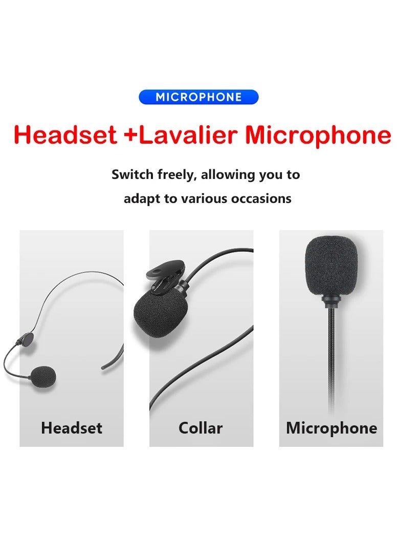 Portable Wireless Headset Microphone Lavalier Mic System Teaching Speech Interview Vlog Live Recording for iPhone Android PC (One to one headband and tie clip) - Image 5