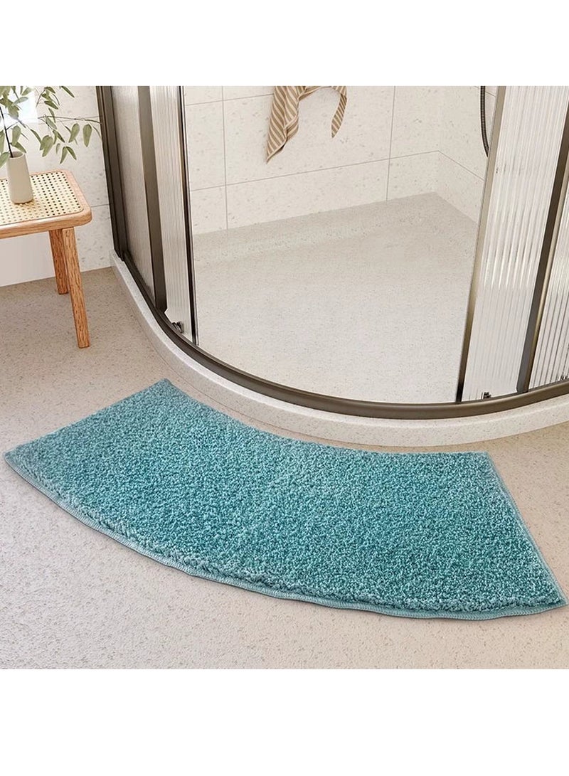 TYCOM Bath Mat Super Absorbent Bathtub Mat with Non-Slip Anti Slip Bathroom Floor Mats and Quick Dry Bath Rug Thickened Soft Easier Clean Carpet 40 By 100 CM Curved Blue.