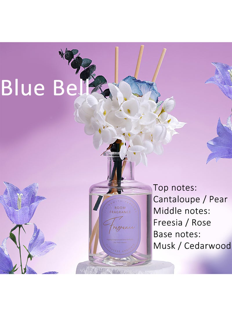 Reed Diffuser, Artificial Flowers Home Perfume with 4 Reed Sticks for Home & Bathroom Décor 200ml (Blue Bell) - Image 2