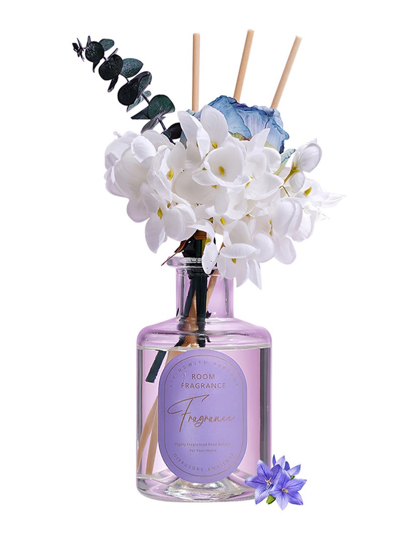 Reed Diffuser, Artificial Flowers Home Perfume with 4 Reed Sticks for Home & Bathroom Décor 200ml (Blue Bell) - Image 1