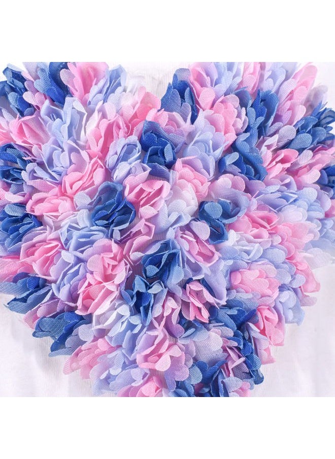 Sunny Fashion - Girls Dress White Multicolor Tie Dye Heart Pleated Tulle Party Casual Size 8 - Image 1