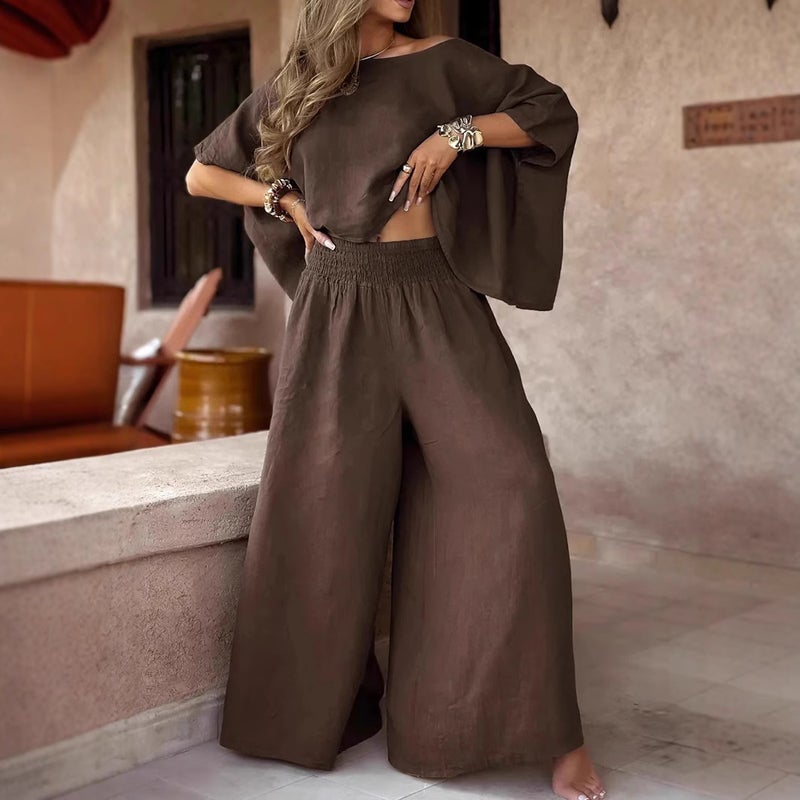 Women's Solid Color Loose Fit Casual Tracksuit Set - Image 1