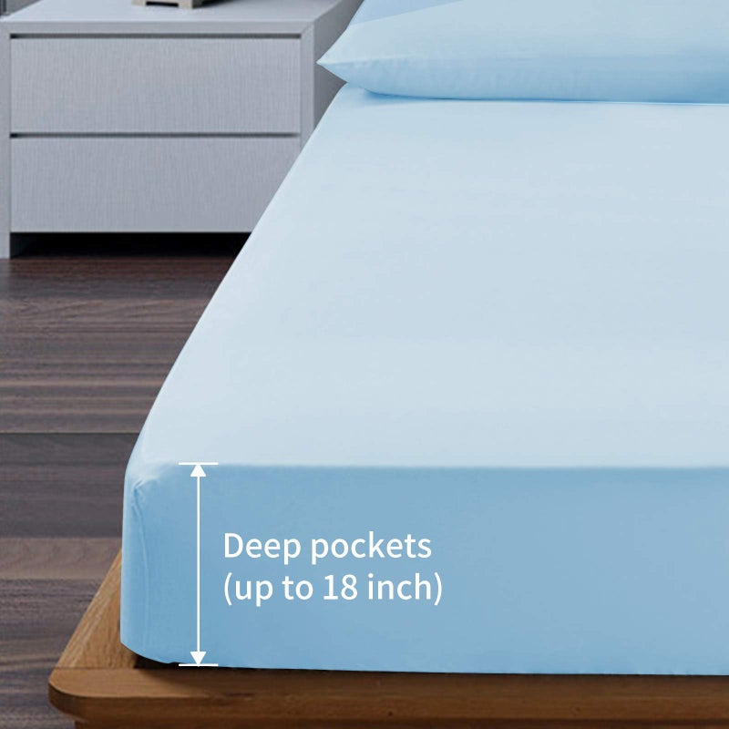 EaseHome Light Blue Sheets for Queen Size Bed Set -Deep Pocket Queen Sheet Set 18 inches Mattress 4 Piece - Premium Bedding Sheets & Pillowcases Collection - Extra Soft - Image 2