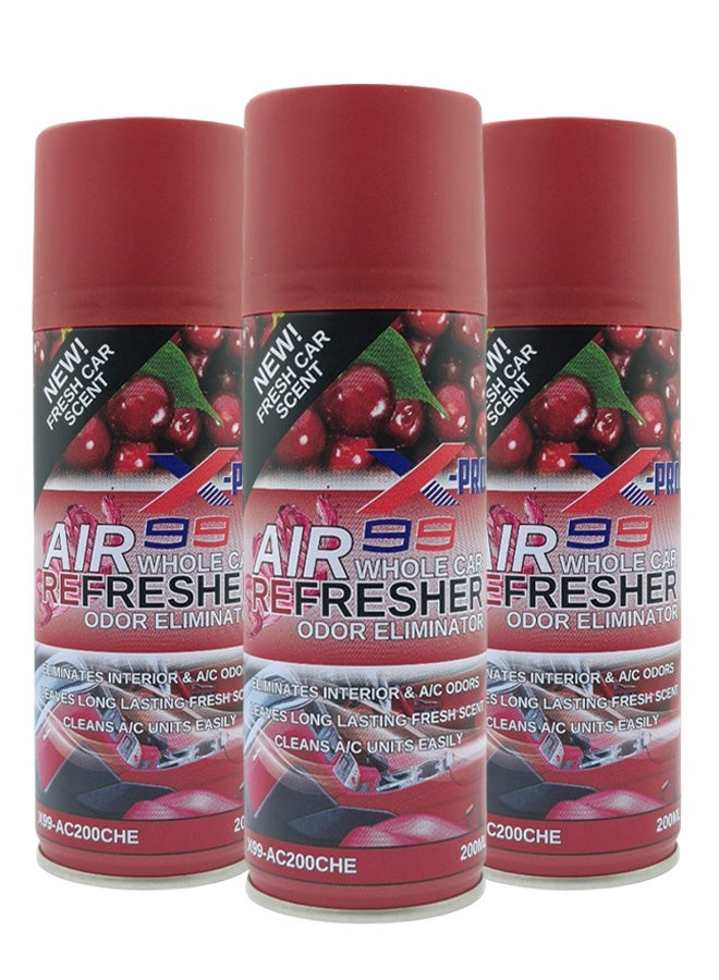 اكس برو 99 طقم من 3 قطع X-99 Pro - معطر هواء شامل للسيارة برائحة الكرز (200 مل) | مزيل للروائح ومنظف لمكيف الهواء | بخاخ معطر للمقصورة الداخلية لإنعاش يدوم طويلاً - Image 1