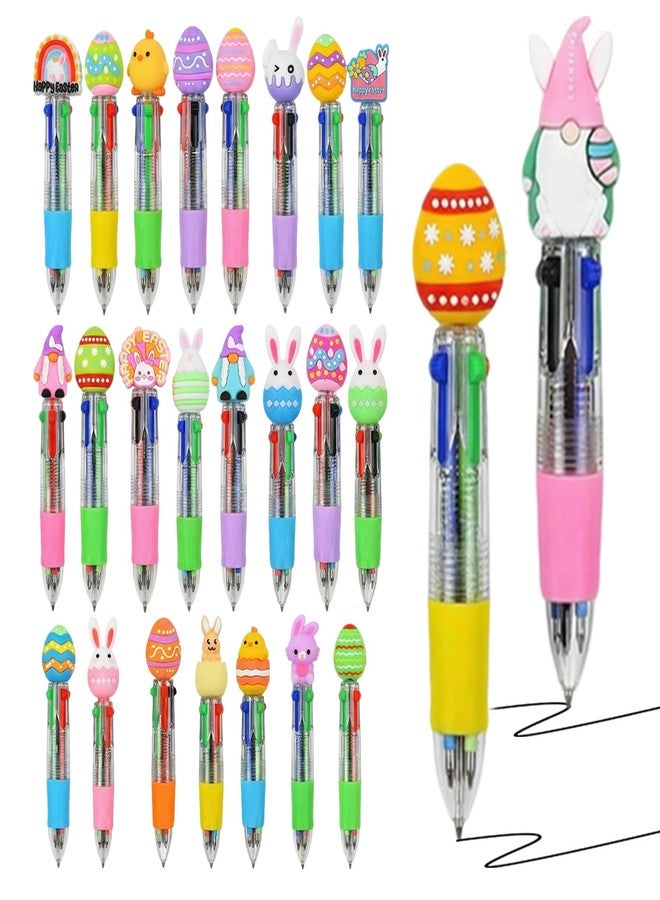 Rexinc 25PCS Easter Bunny Multicolor Pens Bulk, 4-in-1 Retractable Ballpoint Pens, Cute Easter Party Favors Basket Stuffers, Easter Party Favors Gifts - Image 1