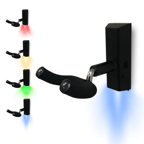 MuzicLight Light Up Guitar Wall Mount, LED Guitar Wall Hanger, Guitar Wall Bracket with Light, Lit Holder for Electric Guitars, Gift for Guitarist, Awesome Musicians Gift - Image 1