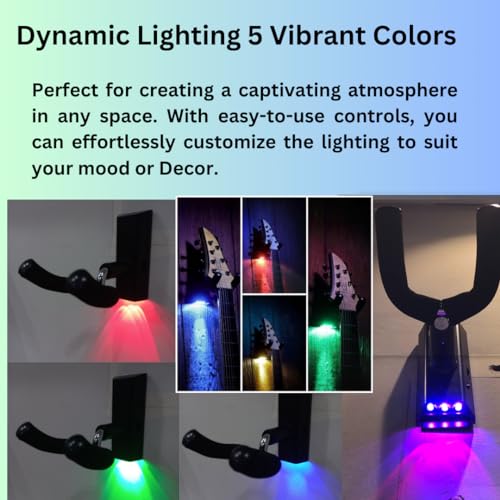MuzicLight Light Up Guitar Wall Mount, LED Guitar Wall Hanger, Guitar Wall Bracket with Light, Lit Holder for Electric Guitars, Gift for Guitarist, Awesome Musicians Gift - Image 3