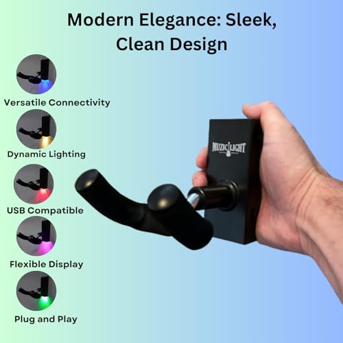 MuzicLight Light Up Guitar Wall Mount, LED Guitar Wall Hanger, Guitar Wall Bracket with Light, Lit Holder for Electric Guitars, Gift for Guitarist, Awesome Musicians Gift - Image 2