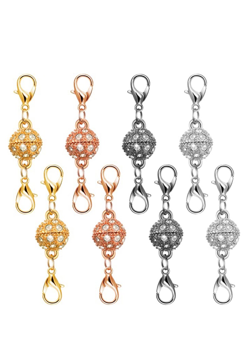 KASTWAVE 8 Pieces Magnetic Clasps for Jewelry Locking Magnetic Rhinestone Clasps Magnetic Necklace Clasp for Jewelry Making Extender - Image 1