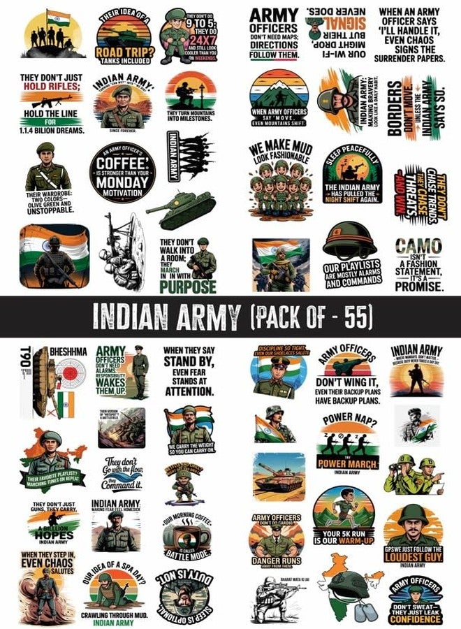 PRINTING DADDY Army Officer | Vinyl Stickers | Pack of 55 | Premium Motivational Decals for Soldiers & Defence Aspirants | Waterproof | Residue-Free | Perfect for Helmets, Bottles, Laptops & More - Image 3