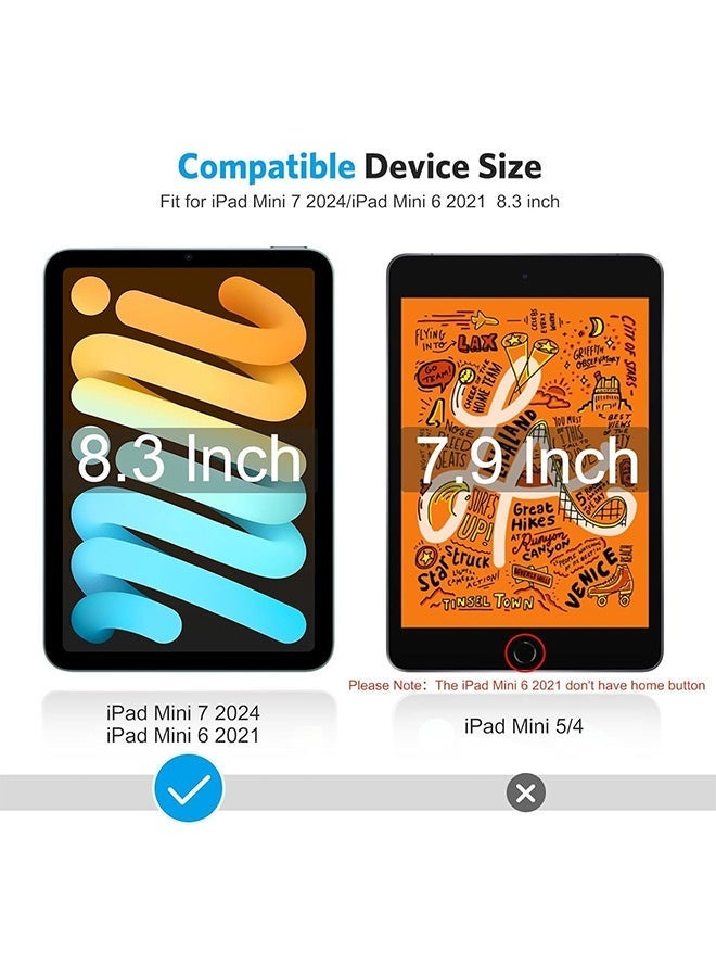 بشكل مختصر [عبوة من قطعتين] واقي شاشة لجهاز iPad Mini 7 (A17 Pro، طراز 2024، الجيل السابع) / Mini 6 (طراز 2021، الجيل السادس)، واقي شاشة من الزجاج المقوى عالي الدقة مقاس 8.3 بوصة - Image 2
