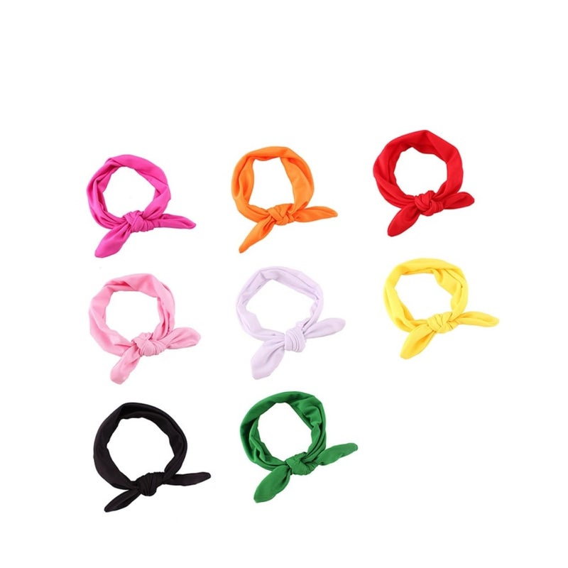 8Pcs Assorted Color Knotted Elastic Headbands Soft Stretchy for Newborns Everyday Wear - Image 2