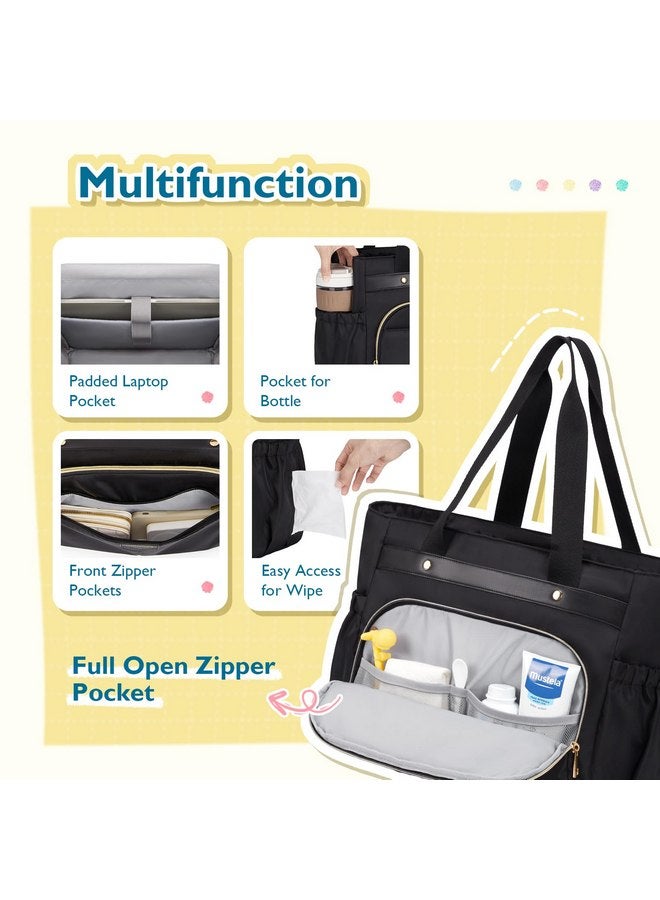 MOMMORE mommore Breast Pump Bag with Cooler for Medela, Spectra S1, S2, Diaper Bag Tote with Changing Pad, Baby Bag Tote for Working with 15'' Laptop Sleeve, Black - Image 5
