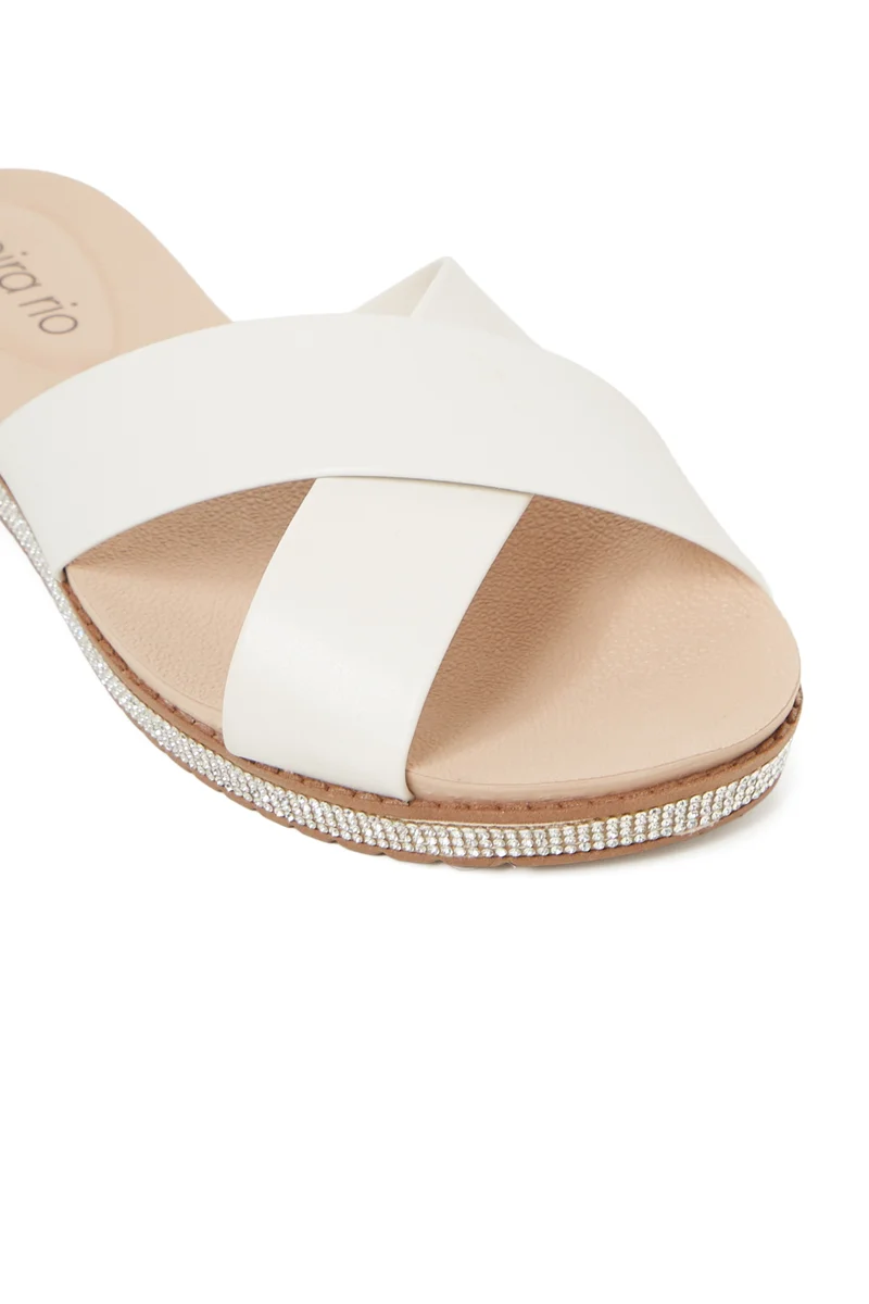 Beira Rio  BEIRA RIO Flat Sandals for Ladies – OFF Sandals with Slip On | Comfortable PU Upper & TPR Sole for Women | Best Price UAE