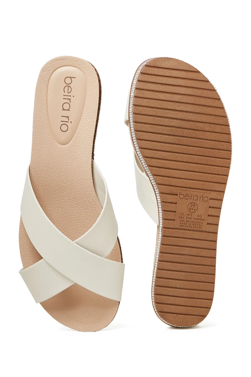Beira Rio  BEIRA RIO Flat Sandals for Ladies – OFF Sandals with Slip On | Comfortable PU Upper & TPR Sole for Women | Best Price UAE