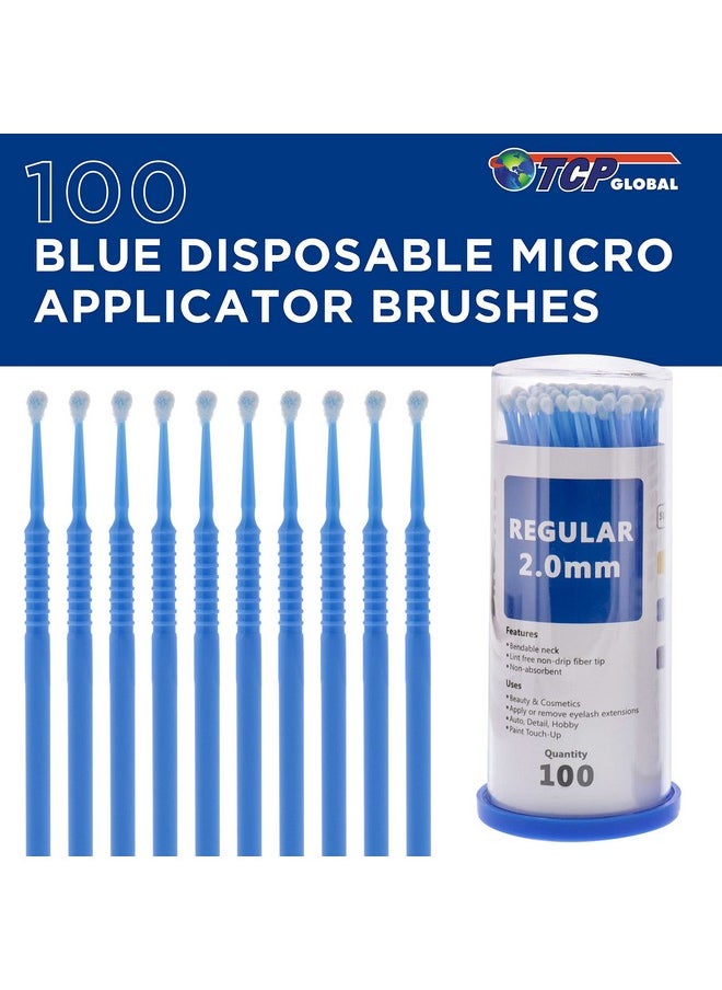 TCP Global Eyelash Extension Micro Brushes 100 Medium 2.0 Mm Tip Size Blue Disposable Brush Applicatorsapply Makeup Paint Touch Up  - Image 2