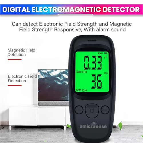 amiciSense Electromagnetic Radiation Tester EMF Meter with LCD Display & Alarm | Dual Electric (1–1999 V/m) and Magnetic Field (0.01–99.99 μT) Detection | Fast 0.4s Sampling for Home, Office, Medical - Image 3