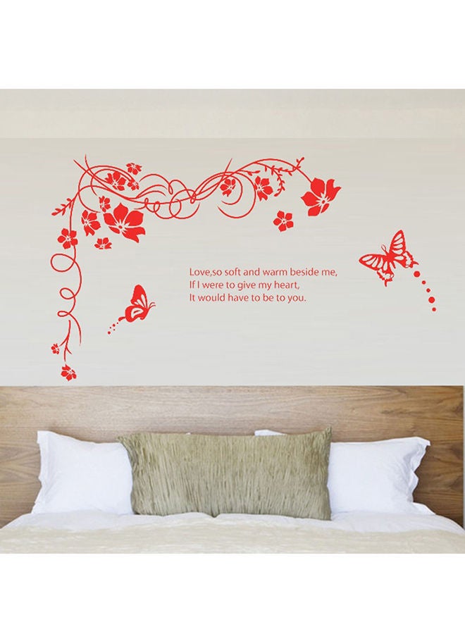 نيبمينينت ملصق جداري بتصميم فراشات وزهور أحمر 60x90سنتيمتر - Image 1