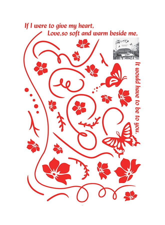 نيبمينينت ملصق جداري بتصميم فراشات وزهور أحمر 60x90سنتيمتر - Image 2