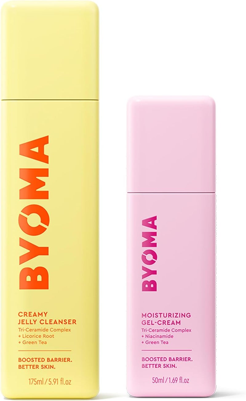 BYOMA Cleanse Hydrate Duo Moisturising Gel Cream 50ml and Creamy Jelly Cleanser 175ml Lightweight Oil Free Daily Moisturiser with Barrier Repair Hydrating Facial Cleanser for All Skin Types