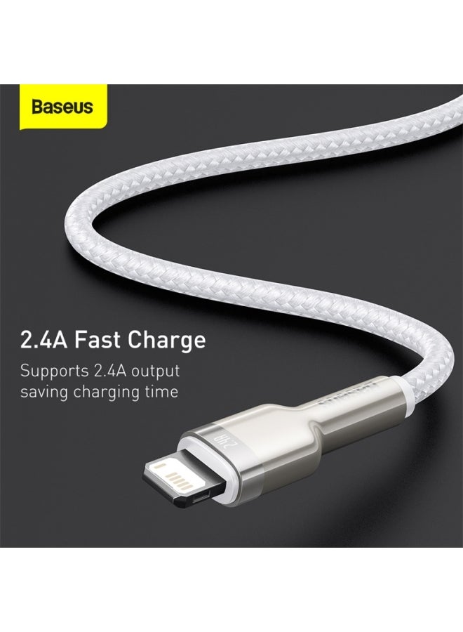 بيسوس كابل للشحن السريع ونقل البيانات من مجموعة كافول من النايلون بتصميم مضفر ومنفذ USB-A إلى منفذ Lightning بقدرة 2.4 أمبير مناسب لهواتف آيفون 13/13 برو/13 برو ماكس/13 ميني وآي باد 9 وهواتف آيفون 12/12 ميني/12 برو والمزيد (متر واحد) أبيض - Image 5