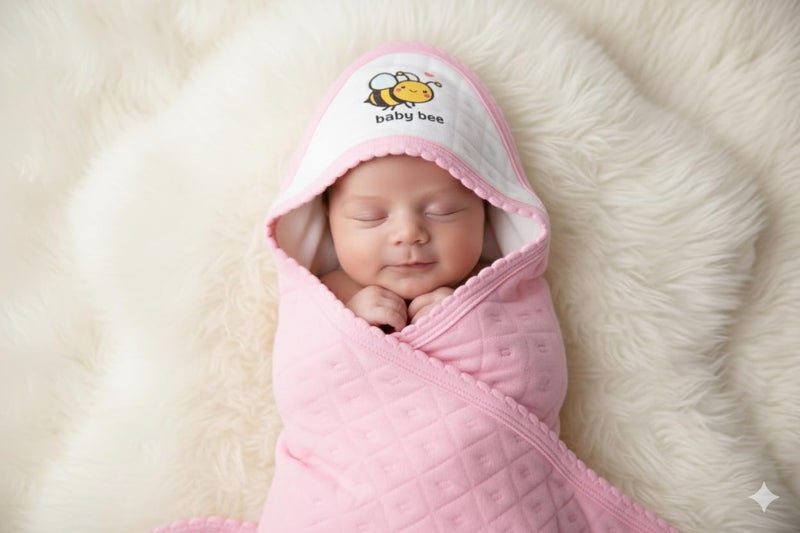 THARUNSHA ELITE Hooded Wrapper, a Soft and Cozy Baby Towel Designed for Newborns (0-12 Months). It's Easy to wrap Your Little one snugly Super-Soft, Skin-Friendly Material. (1, Pink) - Image 2