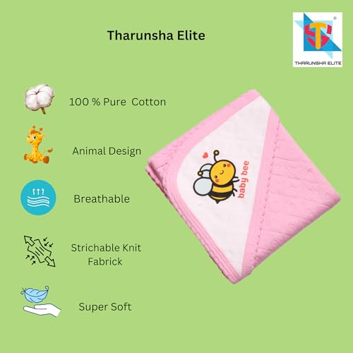 THARUNSHA ELITE Hooded Wrapper, a Soft and Cozy Baby Towel Designed for Newborns (0-12 Months). It's Easy to wrap Your Little one snugly Super-Soft, Skin-Friendly Material. (1, Pink) - Image 4