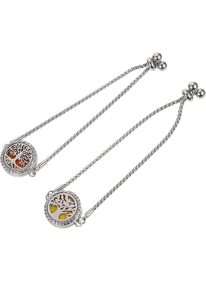 erorex Essential Oil Diffuser Bracelet Stainless Steel Aromatherapy Locket Adjustable Bracelet Set For Girls Women 2Pcs Style - Image 1