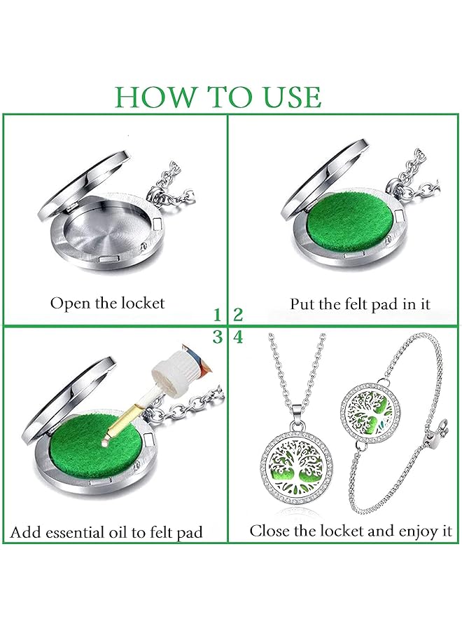 erorex Essential Oil Diffuser Bracelet Stainless Steel Aromatherapy Locket Adjustable Bracelet Set For Girls Women 2Pcs Style - Image 5