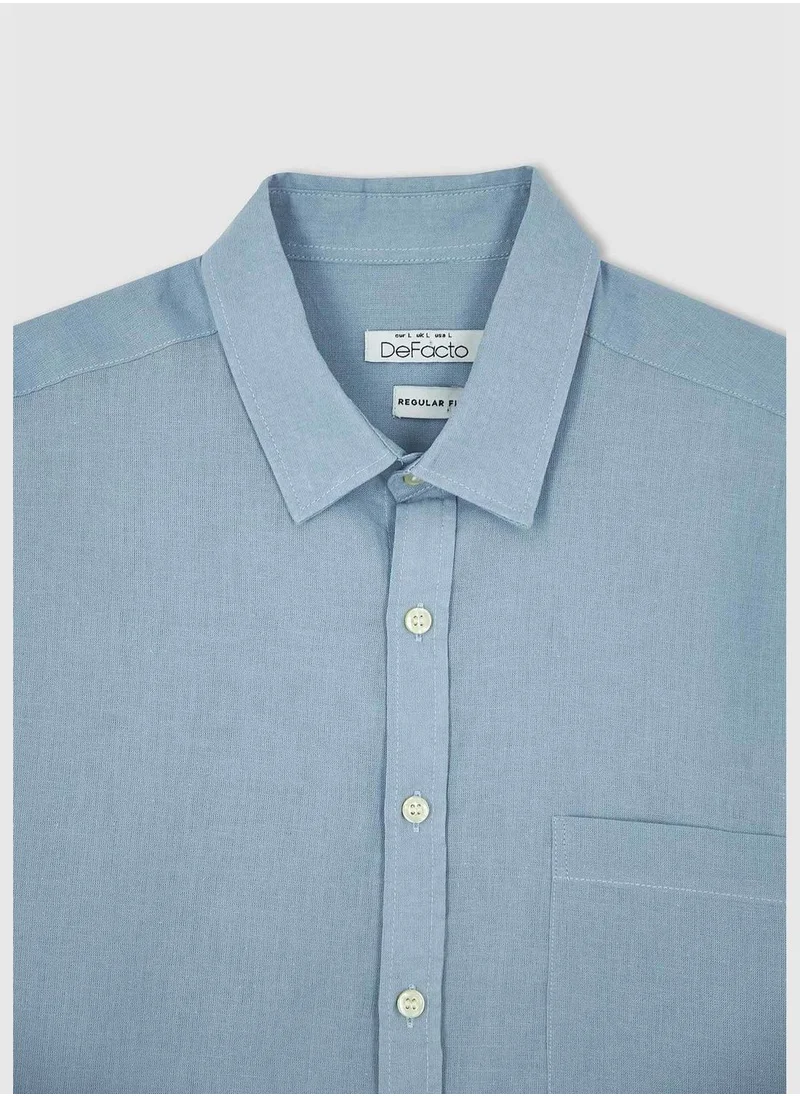 DeFacto Man Polo Neck Woven Long Sleeve Shirt