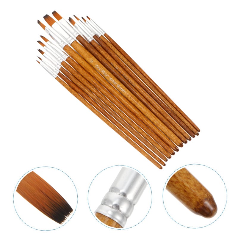 Watercolor Brush Handle Hair Brush for Art Drawing Oil Painting Tool Set of 3 - Image 5