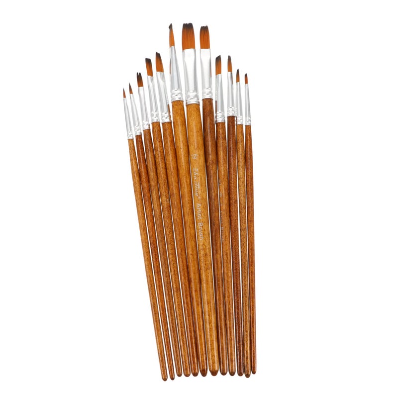 Watercolor Brush Handle Hair Brush for Art Drawing Oil Painting Tool Set of 3 - Image 2