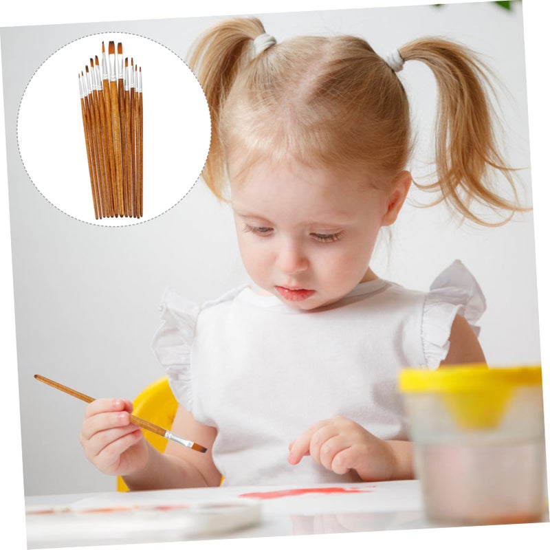 Watercolor Brush Handle Hair Brush for Art Drawing Oil Painting Tool Set of 3 - Image 4
