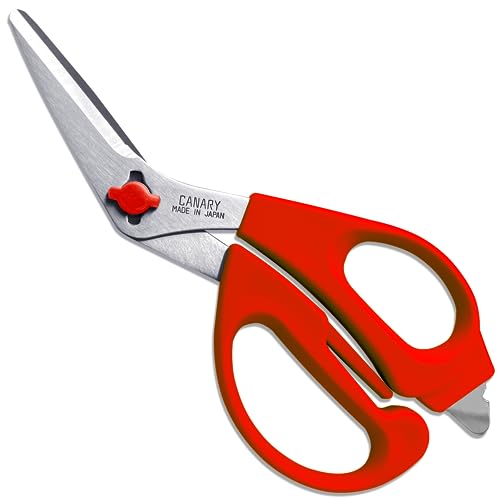 CANARY Japanese Kitchen Shears with Cutter 7.5" Offset Angled Blade, Made in JAPAN, Dishwasher Safe Come Apart Blade, All-Purpose Detachable Kitchen Scissors, Rust Proof Japanese Stainless Steel, Red - Image 1