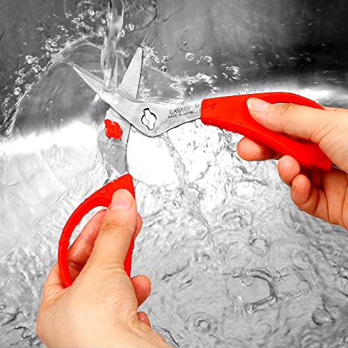 CANARY Japanese Kitchen Shears with Cutter 7.5" Offset Angled Blade, Made in JAPAN, Dishwasher Safe Come Apart Blade, All-Purpose Detachable Kitchen Scissors, Rust Proof Japanese Stainless Steel, Red - Image 3