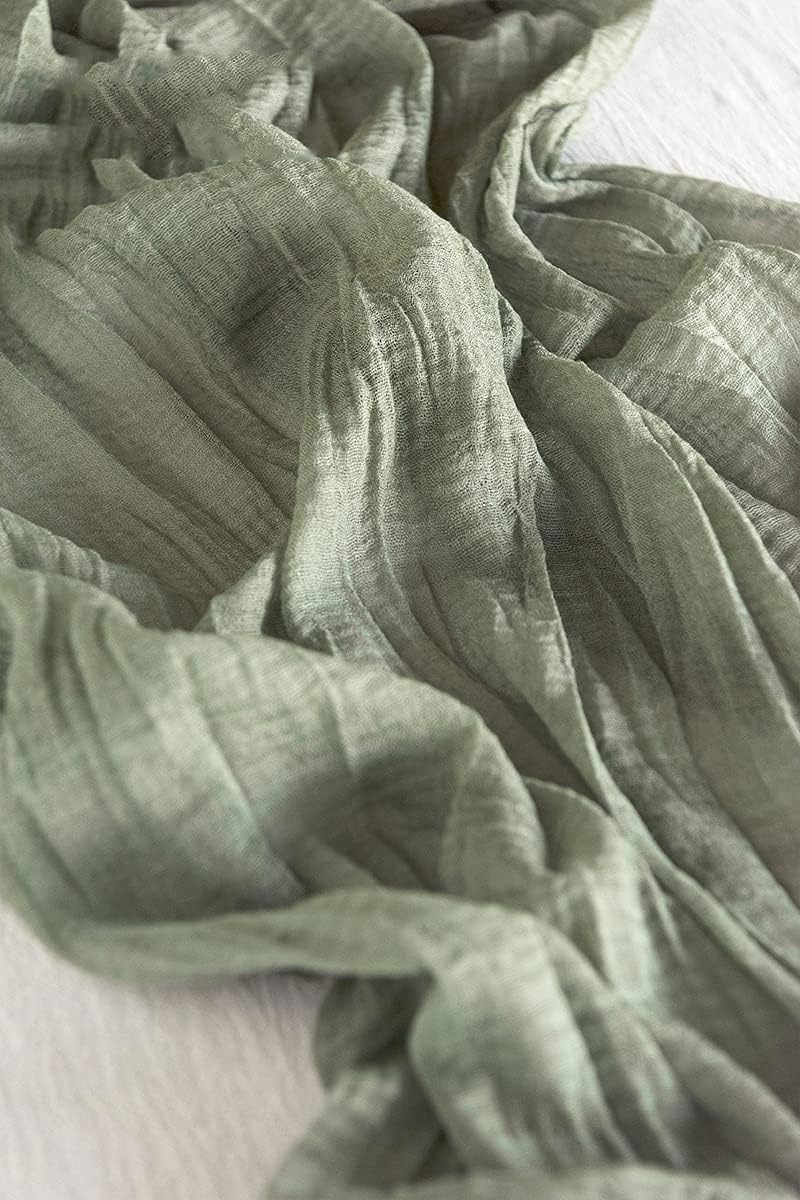 MAKINGTEC Cheesecloth Table Runner, Wedding Decorations Vintage Table Centerpieces Table Cloth, Fabric Boho Table Runner, for Wedding Party Bridal Shower Table Decorations Birthday (1 Pack Green) - Image 4