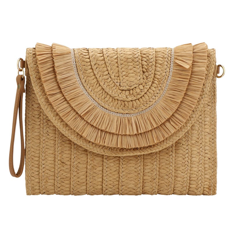 Gets Straw Clutch Purse for Women, Woven Beach Bag Summer Corssbody Purse Small Rattan Shoulder Bag for Travel - Image 1