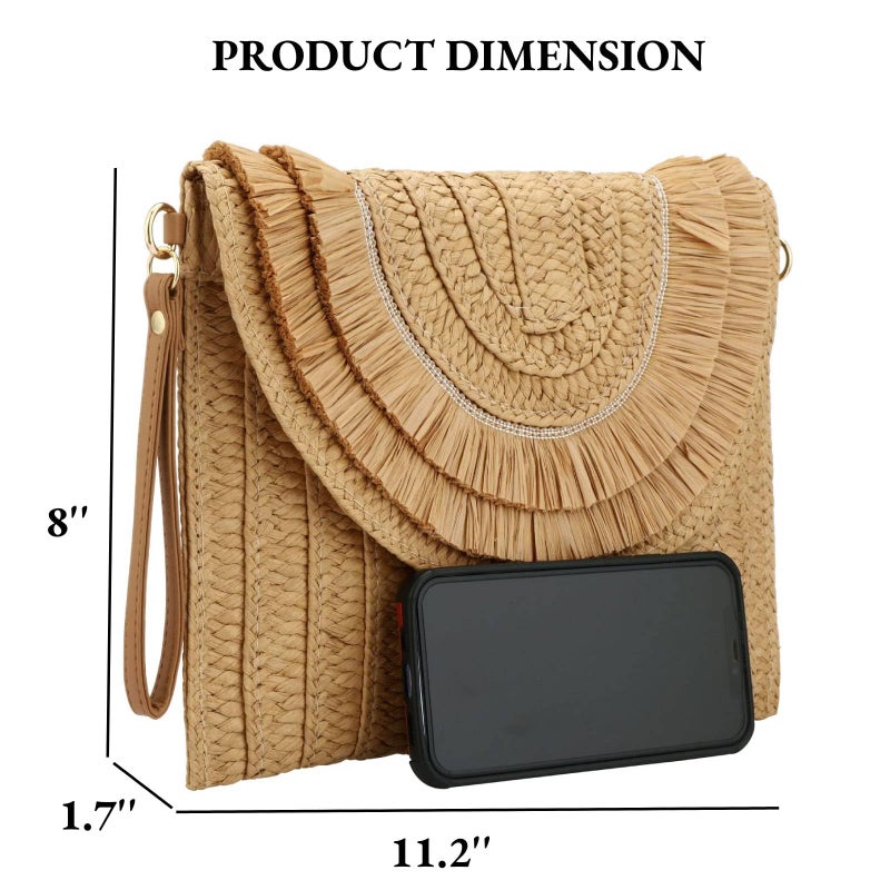 Gets Straw Clutch Purse for Women, Woven Beach Bag Summer Corssbody Purse Small Rattan Shoulder Bag for Travel - Image 4