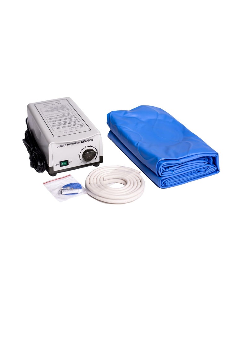 وسادة مرتبة طبية تعمل بضغط الهواء بالتناوب مع مضخة كهربائية فائقة الهدوء لمنع قرحة الضغط وقرحة الفراش، بولي فينيل كلورايد، أزرق كامل - Image 2