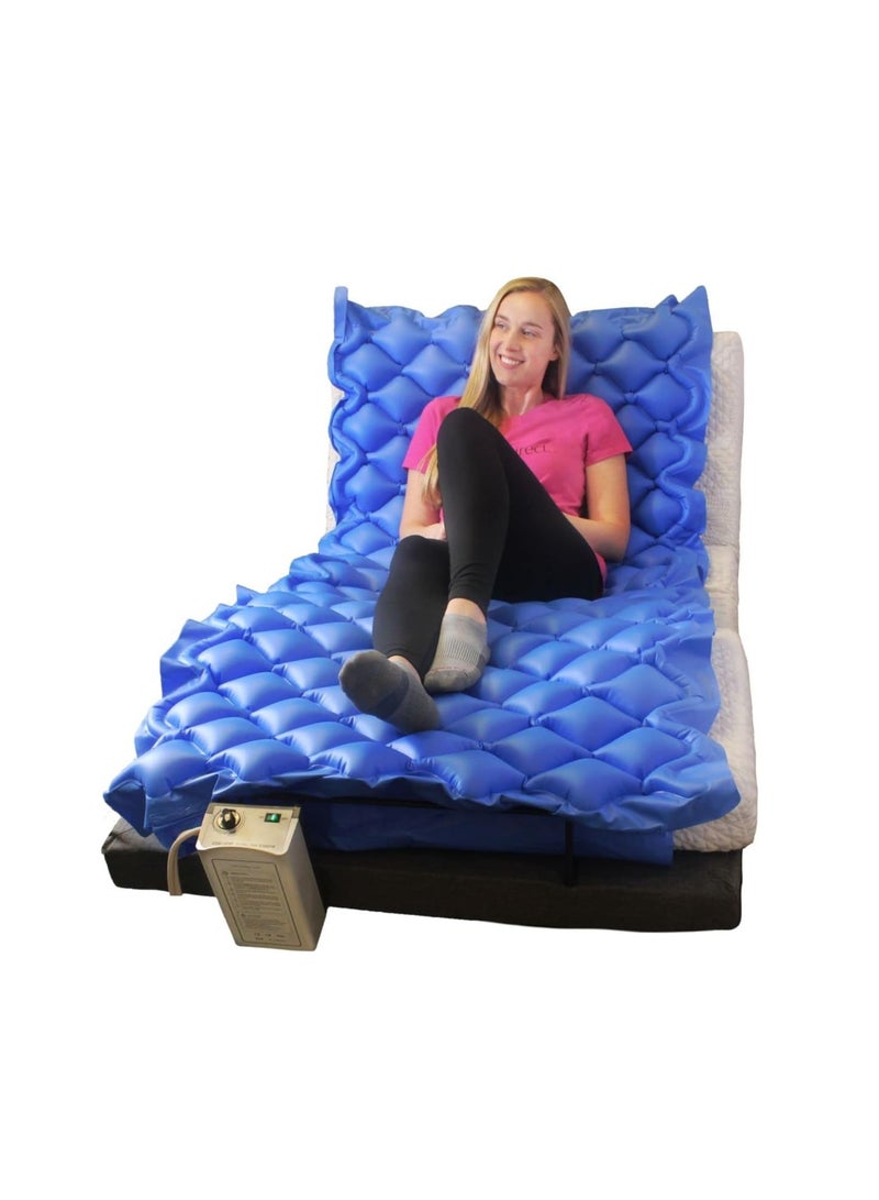 وسادة مرتبة طبية تعمل بضغط الهواء بالتناوب مع مضخة كهربائية فائقة الهدوء لمنع قرحة الضغط وقرحة الفراش، بولي فينيل كلورايد، أزرق كامل - Image 3