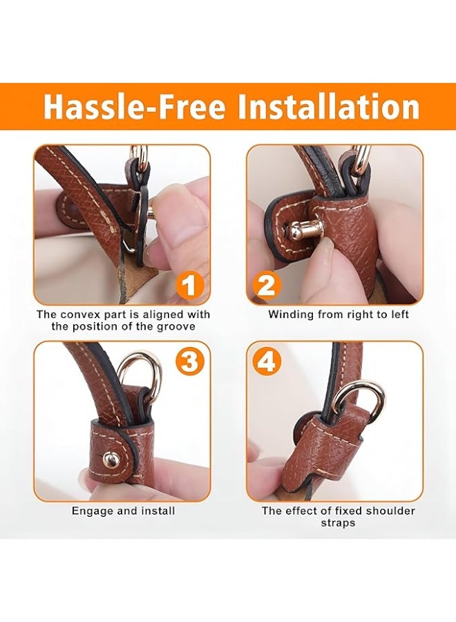 Adjustable Brown Leather Strap for Longchamp Mini Bag – Crossbody Shoulder Replacement with No-Punch Buckle Clips – DIY Handbag Conversion Accessory (Bag Not Included) - Image 2