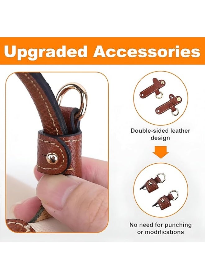 Adjustable Brown Leather Strap for Longchamp Mini Bag – Crossbody Shoulder Replacement with No-Punch Buckle Clips – DIY Handbag Conversion Accessory (Bag Not Included) - Image 3